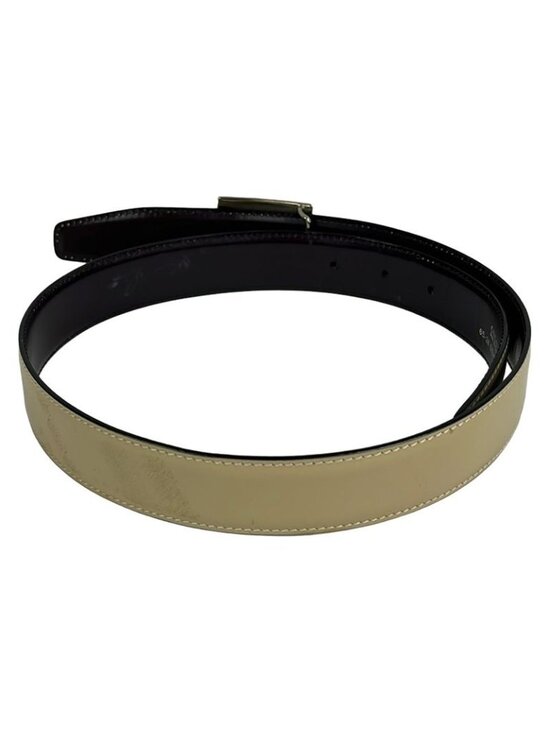 Gucci Belt Beige Silver Leather